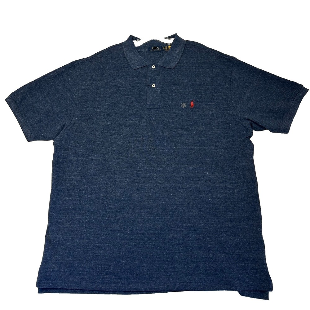 Polo Ralph Lauren Men Polo Shirt 2XB Big And Tall  XXL Cotton 2 Button Blue NWT